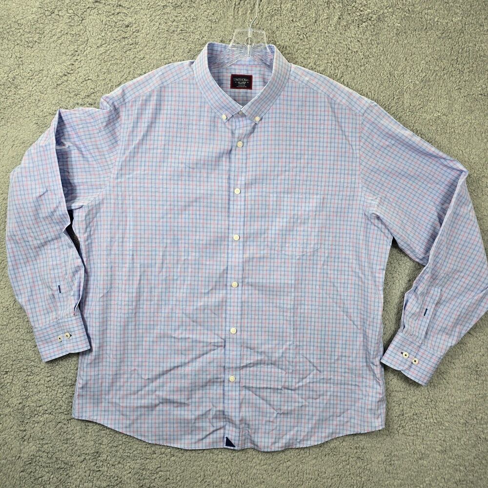 UNTUCKit Wrinkle Free Men's Long Sleeve Button-Down Pocket Shirt Blue 2XL
